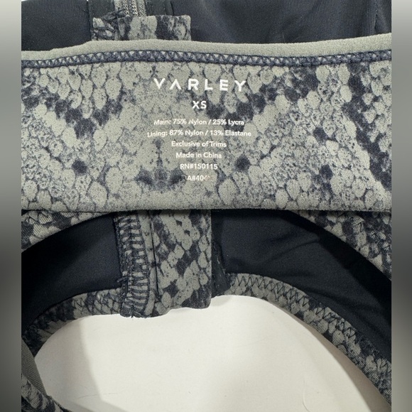 Varley Zip Sports Bra in Black Python Sz XS - Picture 6 of 12